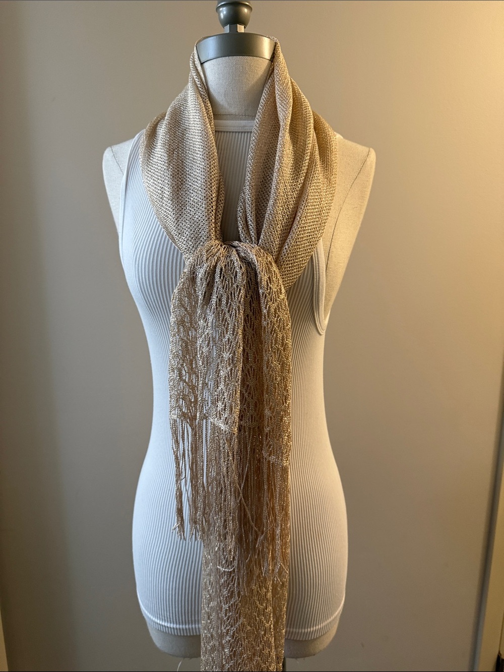 Women's Light Gold Evening Wrap Shawl - Picture 3 of 9